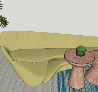 56弧形沙发 异形沙发  布艺沙发 皮革沙发 公共沙发座椅 公共休息区沙发su草图模型下载