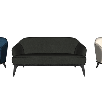 57现代布艺休闲沙发 皮革双人沙发组合 现代三人沙发 单人沙发 单椅su草图模型下载