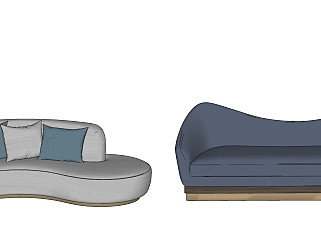 59现代布艺休闲沙发 皮革双人沙发组合 现代三人沙发 弧形沙发 异形沙发  布艺沙发su草图模型下载