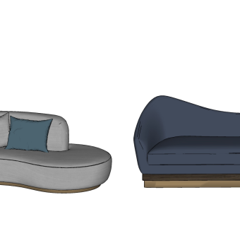 59现代布艺休闲沙发 皮革双人沙发组合 现代三人沙发 弧形沙发 异形沙发  布艺沙发su草图模型下载