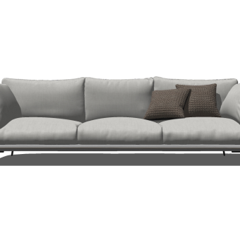 61现代布艺休闲沙发 皮革多人沙发 现代三人沙发su草图模型下载