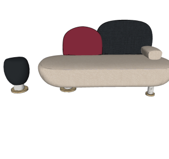 63现代布艺休闲沙发 儿童沙发  现代三人沙发 单人沙发 脚踏su草图模型下载