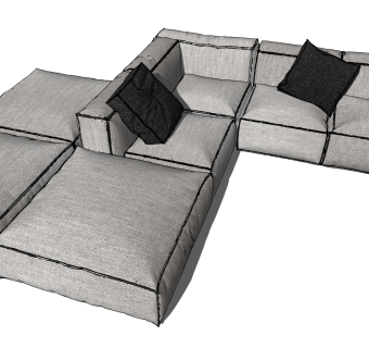 68现代布艺转角多人沙发 现代布艺休闲沙发 皮革多人沙发 现代三人沙发su草图模型下载