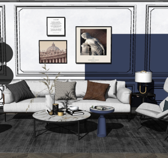 76现代极简沙发茶几组合 现代布艺休闲沙发 皮革双人沙发 现代三人沙发  单人沙发 单椅su草图模型下载