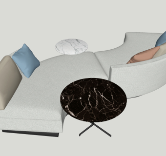 82现代弧形沙发 异形沙发  布艺沙发 皮革沙发 公共沙发座椅 公共休息区沙发su草图模型下载