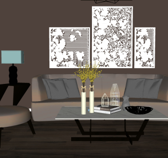 97现代休闲布艺沙发茶几组合 转角沙发 休闲单人沙发 单椅 吊灯 三人沙发 墙饰 挂饰su草图模型下载