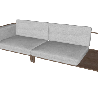 103日式禅意沙发 新中式沙发卡座 实木沙发 现代简约双人沙发su草图模型下载