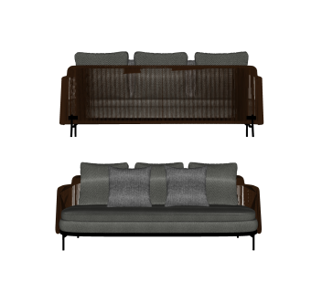 117新中式多人沙发 实木沙发 新中式三人沙发 布艺沙发su草图模型下载