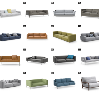 119现代风格L型沙发 转角沙发集合 布艺沙发 皮革沙发 弧形沙发 异形沙发 现代布艺休闲沙发su草图模型下载