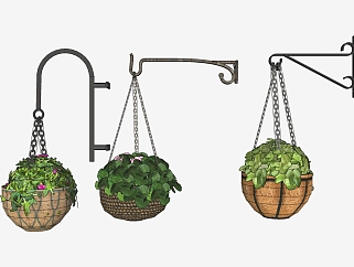 景观<em>植物</em>盆景 盆栽 吊篮 组合su草图模型下载