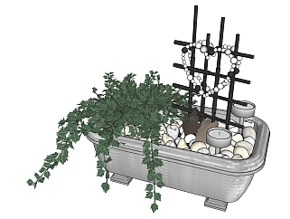 植物盆景 盆栽  组合 植物盆栽  su草图模型下载