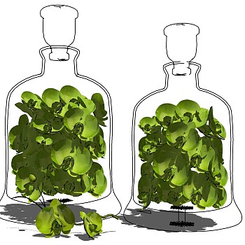 植物盆景 盆栽  组合 su草图模型下载