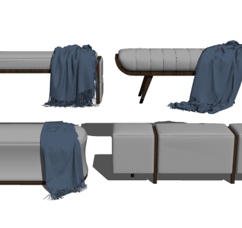 13现代沙发凳 凳矮 脚踏 床尾凳 矮凳 沙发座椅 换鞋凳 皮革沙发凳su草图模型下载