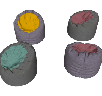 15懒人躺椅 现代风格懒人沙发 休闲躺椅 靠垫 坐垫 沙发坐垫 沙发椅su草图模型下载