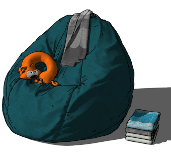 16懒人躺椅 现代风格懒人沙发 休闲躺椅 靠垫 坐垫 沙发坐垫 沙发椅su草图模型下载