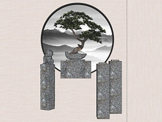 石制装饰植物架子组合石狮子拴<em>马庄</em>su草图模型下载