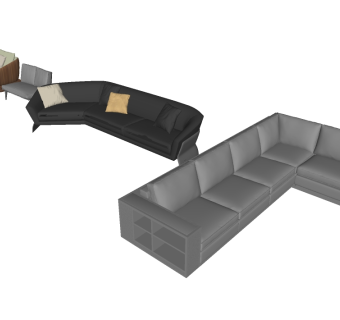 94现代时尚多人转角沙发 现代布艺多人沙发 现代布艺休闲沙发 皮革多人沙发 现代三人沙发su草图模型下载