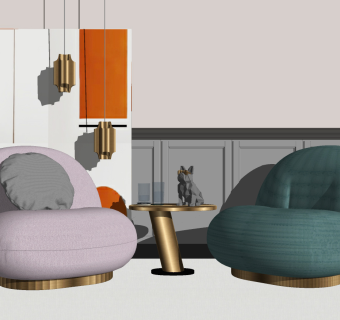 48现代风格懒人沙发_休闲沙发_背景墙  布艺懒人沙发 懒人躺椅 单人休闲沙发  单人沙发su草图模型下载