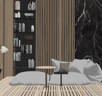 53现代懒人沙发边几落地灯组合  布艺懒人沙发 懒人躺椅 单人休闲沙发  单人沙发su草图模型下载