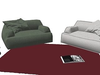 63 现代休闲沙发 懒人沙发 布艺懒人沙发 懒人躺椅 单人休闲沙发  双人沙发 圆凳 矮凳 沙发凳su草图模型下载