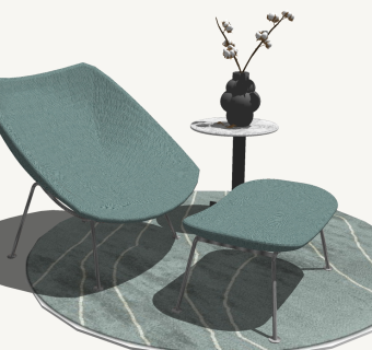 75现代休闲椅茶几组合 休闲沙发椅 脚踏 桌椅 懒人沙发 椅子 矮凳su草图模型下载