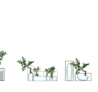 绿植花卉组合 插花su草图模型下载