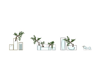 绿植花卉组合 插花su草图模型下载