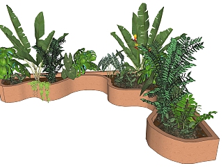 室外装饰植物 景观树池组合su草图模型下载