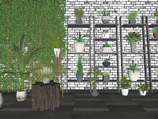 植物墙，花架<em>阳台植物</em>su草图模型下载