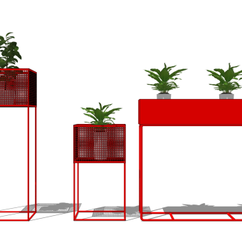 装饰植物 金属置物架 摆台 多肉植物su草图模型下载