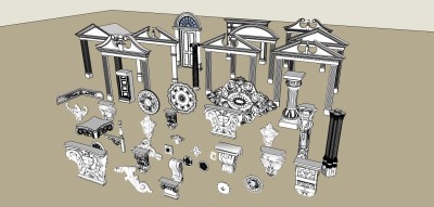 08欧式雕花_欧式门头_罗马柱柱子_柱头 欧式墙面雕花 浮雕su草图模型下载