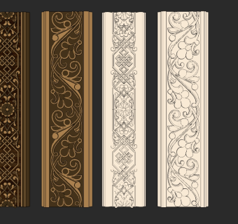 21新中式木雕画装饰线 新中式雕花 装饰线 实木 花格 踢脚线 角线su草图模型下载