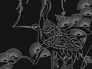 23中式风格雕花 线雕 壁雕 中式花鸟雕花（2）su草图...