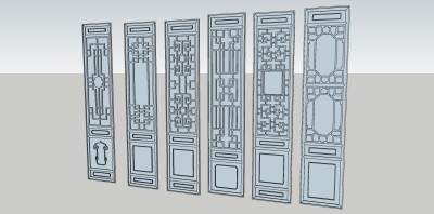 26中式风格雕花 雕花门窗  中式镂空雕花 中式格栅雕花 中式屏风隔断su草图模型下载