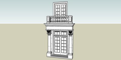 02欧式风格构件 欧式风格门头立面 宝瓶栏杆 柱子雕花 欧式门窗 欧式阳台su草图模型下载