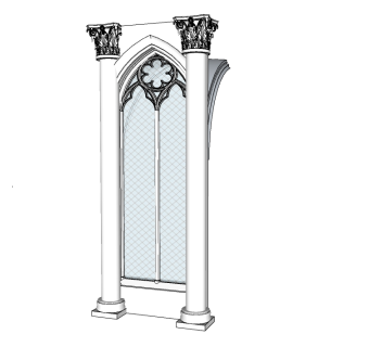 03欧式风格构件 欧式风格门头立面 柱子雕花 欧式门窗su草图模型下载