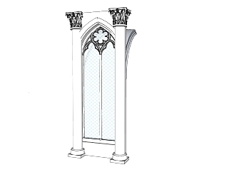 03欧式风格构件 欧式风格门头立面 柱子雕花 欧式门窗su草图模型下载
