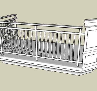 04欧式构件阳台栏杆su草图模型下载