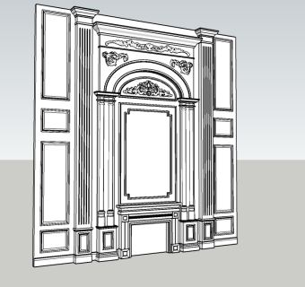10欧式构件 欧式背景墙 欧式护墙板 欧式风格雕花 石膏线su草图模型下载