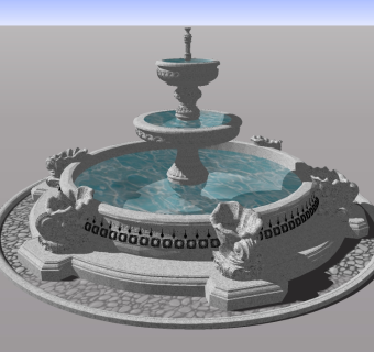 32欧式庭院喷泉 欧式雕花水晶喷泉su草图模型下载