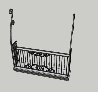 36欧式构件 阳台栏杆 欧式铁艺阳台栏杆 欧式雕花栏杆su草图模型下载