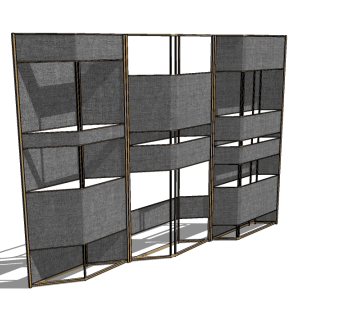 02现代屏风隔断 现代布艺隔断 折叠屏风su草图模型下载