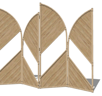 03北欧风格实木屏风 隔断 竹子屏风 折叠镂空屏风隔断 竹编屏风su草图模型下载