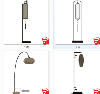 新中式装饰落地灯su草图模型下载
