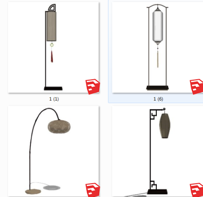 新中式装饰落地灯su草图模型下载
