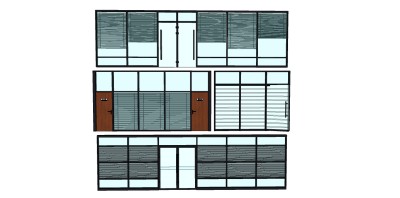 10现代百叶玻璃隔断墙 办公墙 办公室隔断 玻璃隔断su草图模型下载