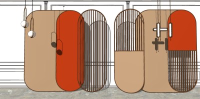 12现代风格隔断_屏风_隔断 木制镂空隔断 背墙su草图模型下载
