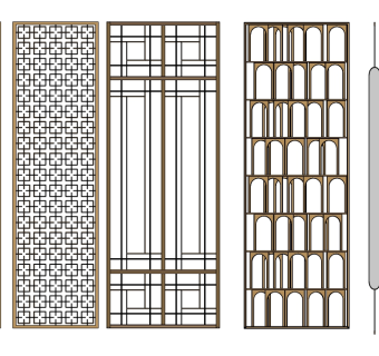 16现代金属隔断屏风组合 玄关屏风 铁艺隔断 镂空隔断屏风su草图模型下载