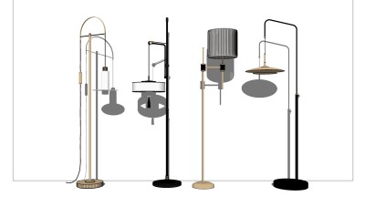 新中式现代金属落地灯 装饰落地灯组合su草图模型下载