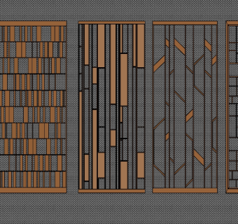 19现代轻奢风格金属隔断 镂空屏风su草图模型下载